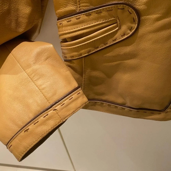 Anne‎ Klein 100% Leather Yellow Zipper Jacket​ - Picture 7 of 11